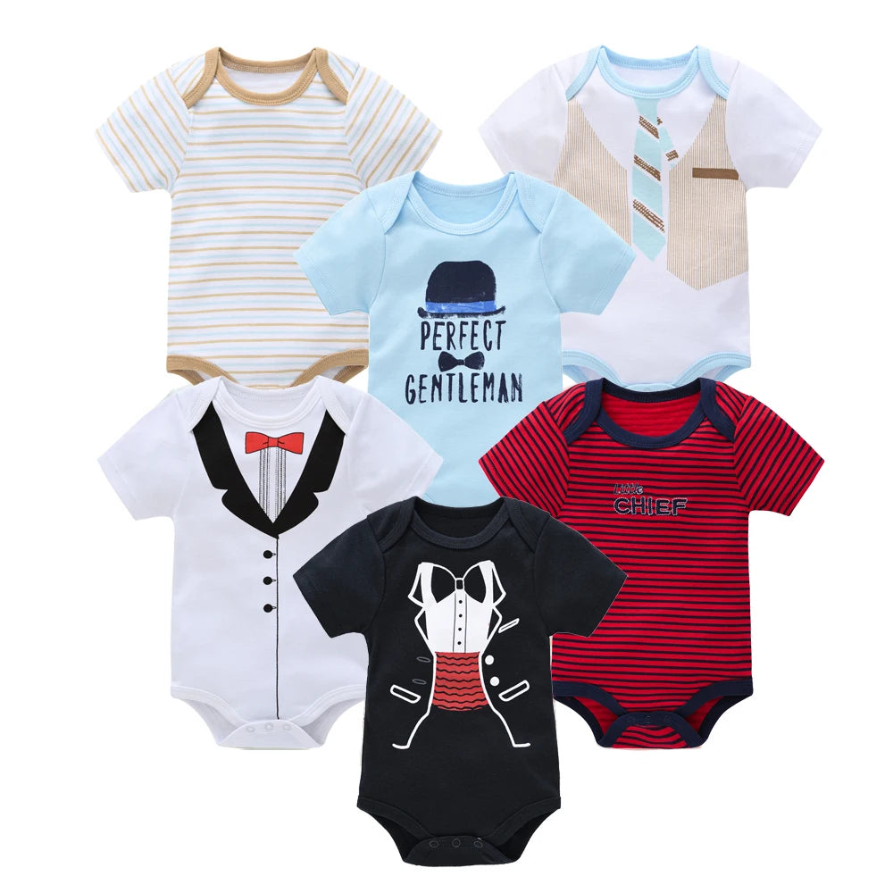Baby Newborn 6Pcs/lot Short Sleeve Cotton Bodysuit