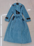 Women's Long Sleeve Belt Carved Wool Coat