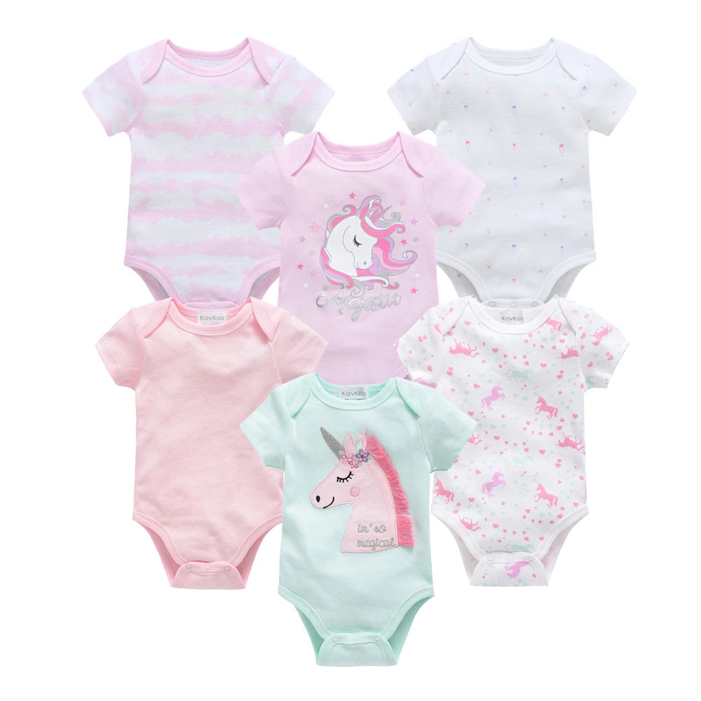 Baby Newborn 6Pcs/lot Short Sleeve Cotton Bodysuit