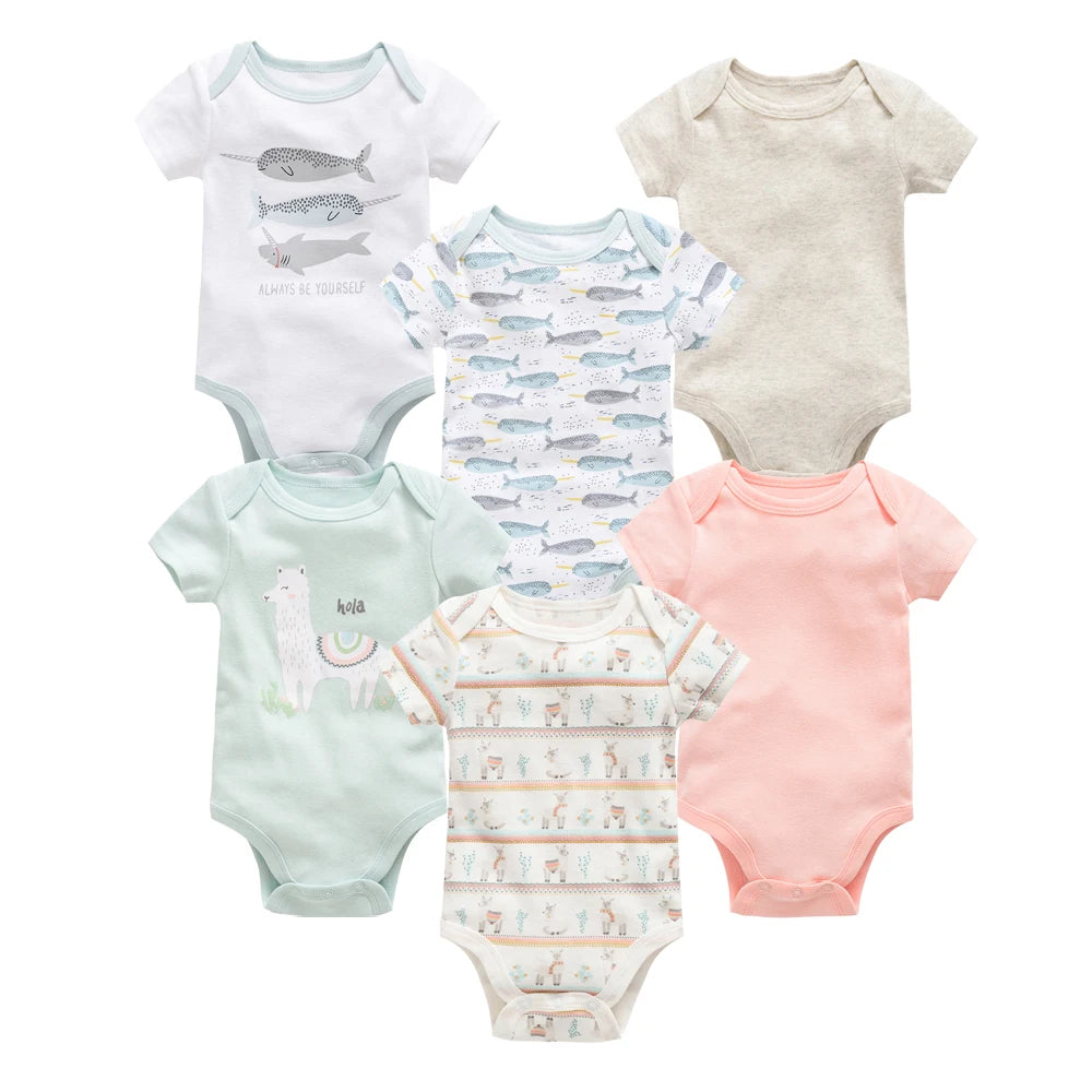 Baby Newborn 6Pcs/lot Short Sleeve Cotton Bodysuit