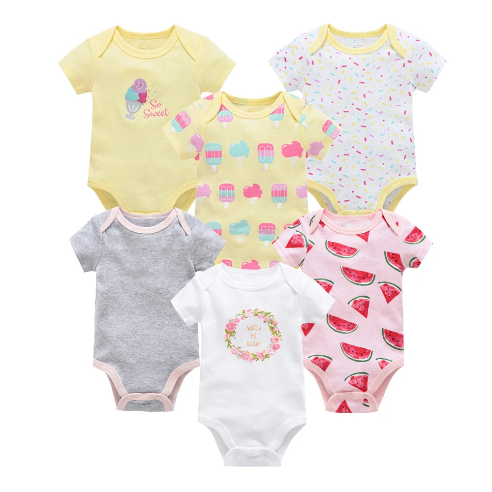 Baby Newborn 6Pcs/lot Short Sleeve Cotton Bodysuit