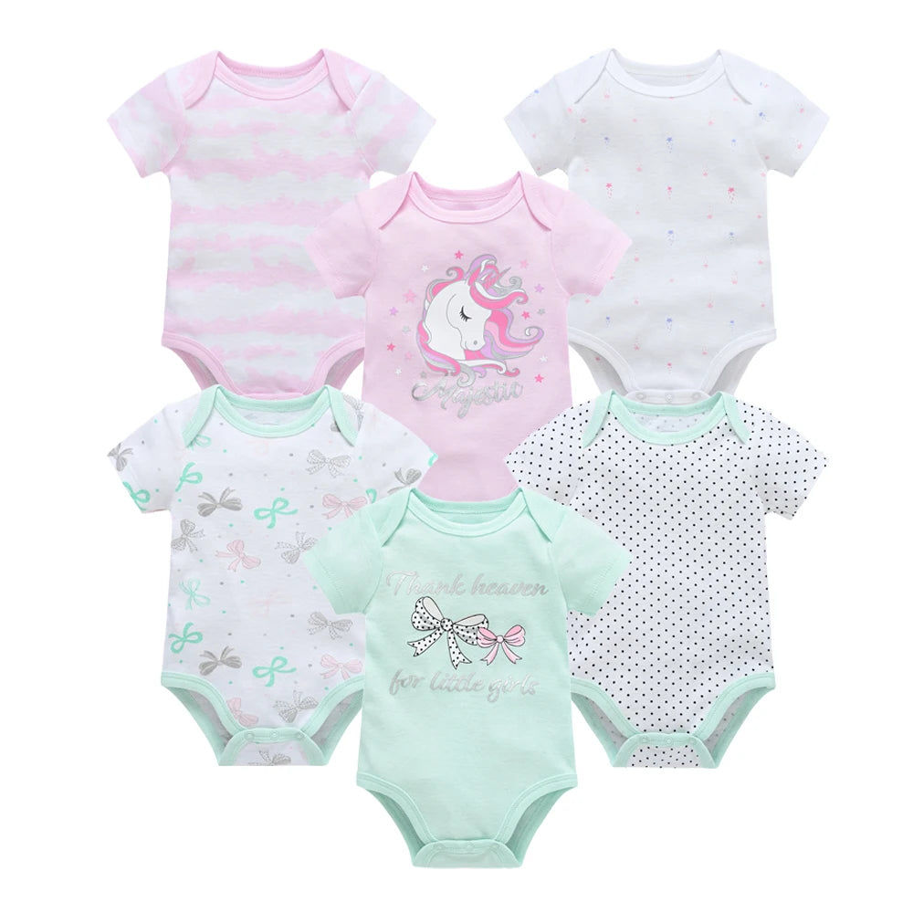 Baby Newborn 6Pcs/lot Short Sleeve Cotton Bodysuit