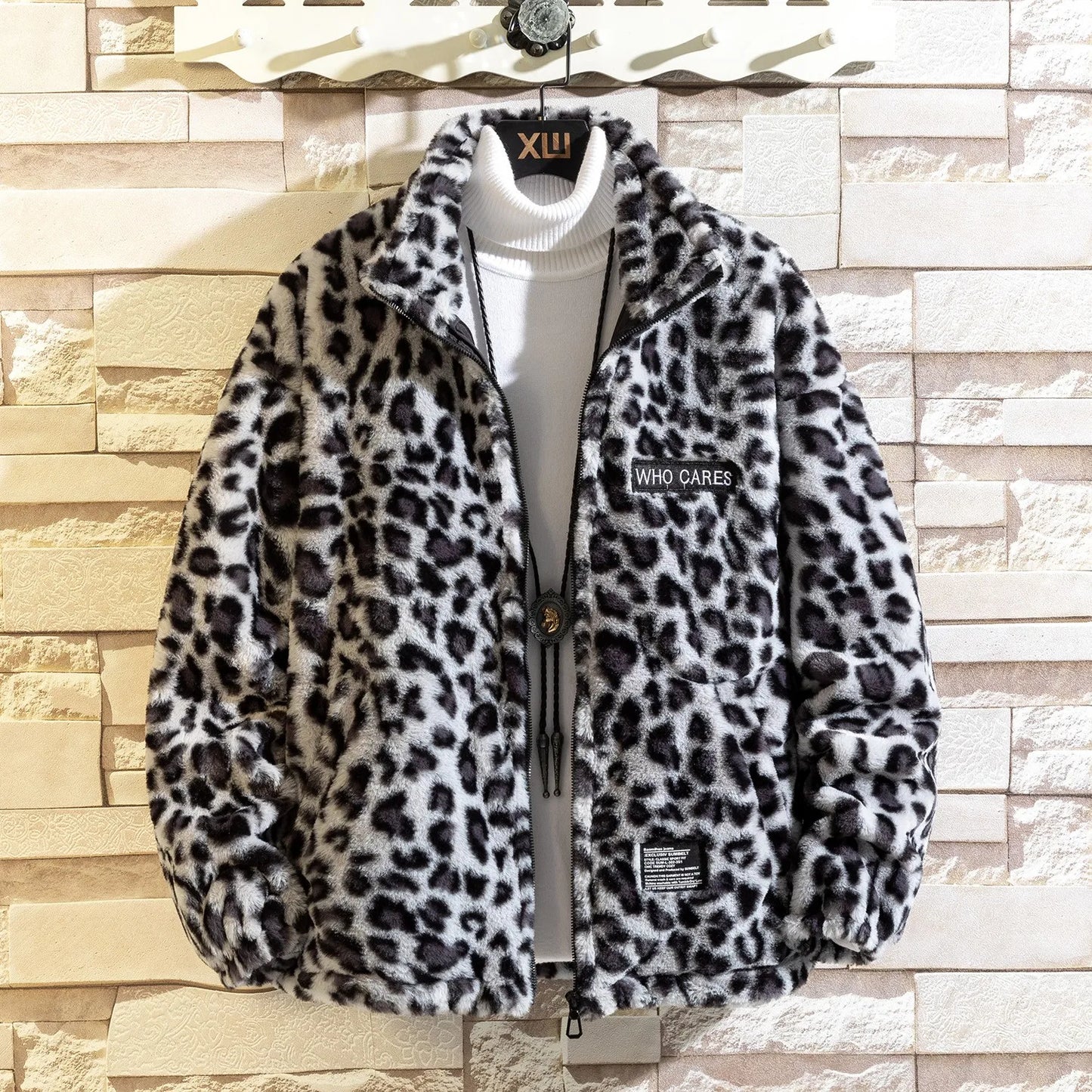 Women's Cow Faux Fur Turn Down Collar Casual Coat