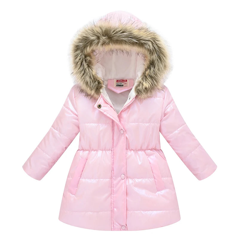 Girls Princess Waterproof Shiny Hooded Jacket