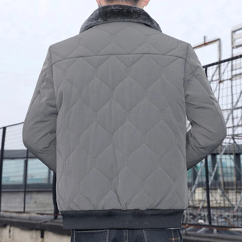 Men's Fur Collar Cotton Padded Bomber Jacket