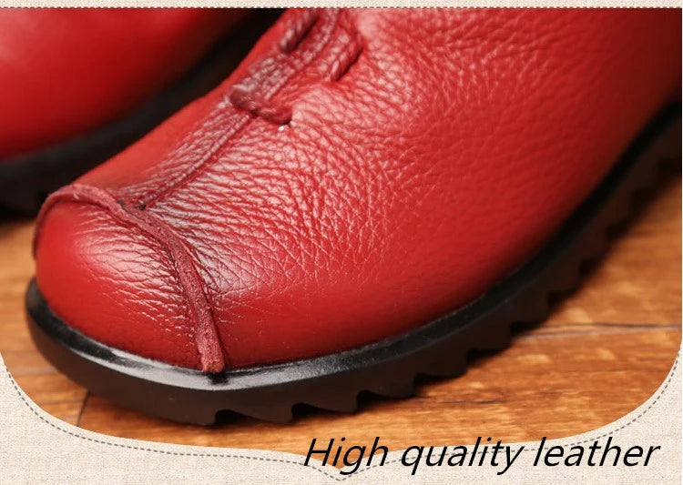Women's Genuine Leather Plush Retro Waterproof Short Boots