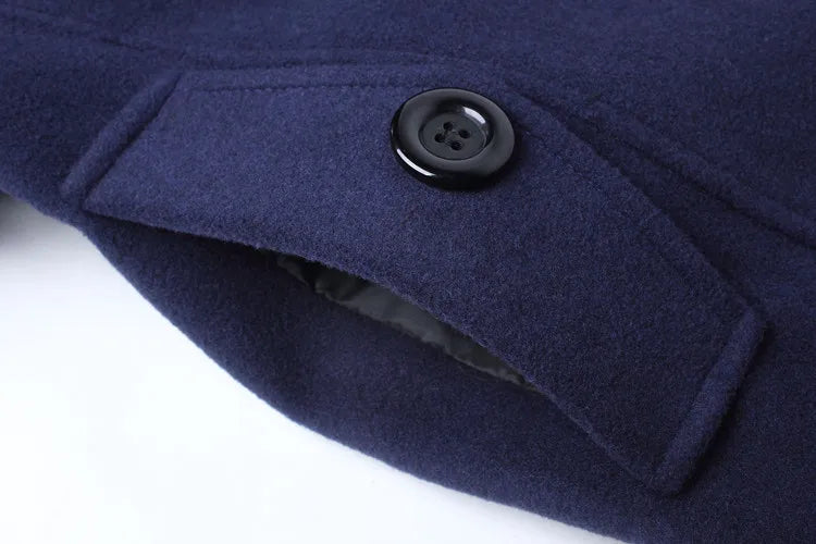 Men's Fleece Tailored Slim Fit Trend Woolen Windbreaker Coat