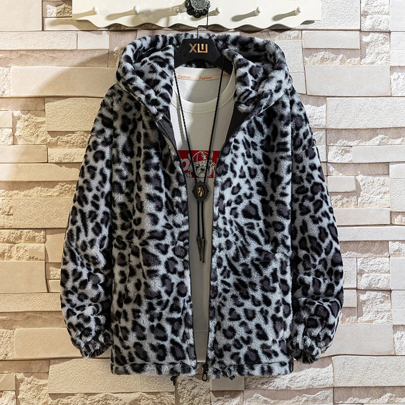 Women's Cow Faux Fur Turn Down Collar Casual Coat