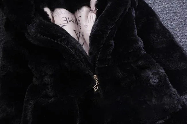 Girls Plush Warm Faux Fur Coat Jacket