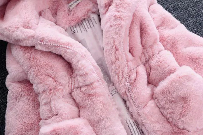 Girls Plush Warm Faux Fur Coat Jacket