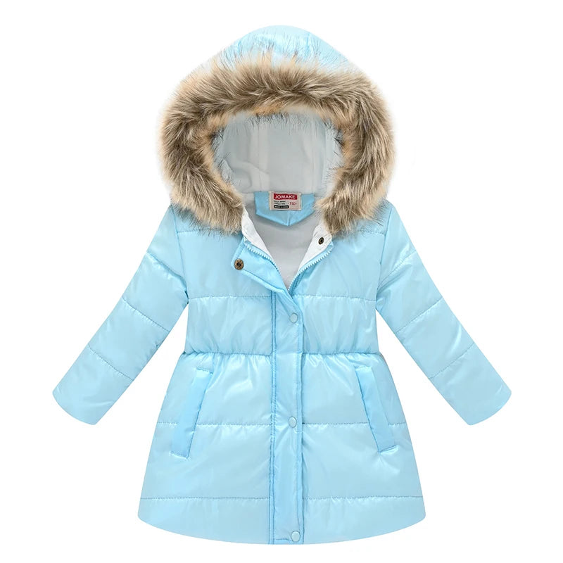 Girls Princess Waterproof Shiny Hooded Jacket