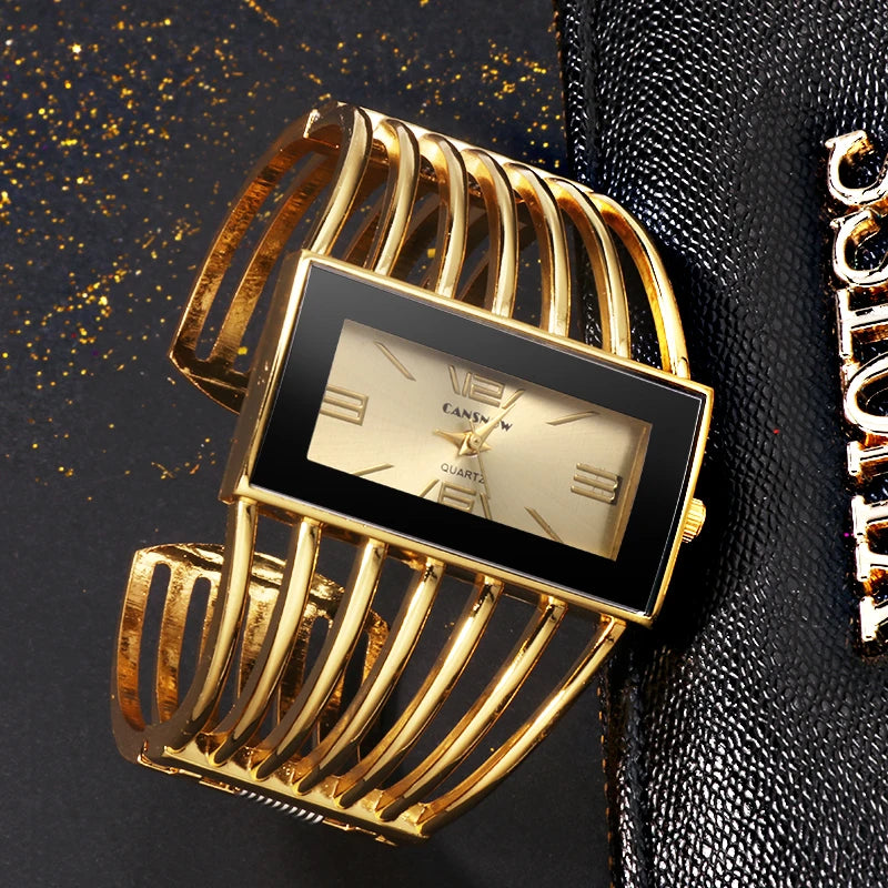 Women's Luxury Fashion Rose Gold Bangle Bracelet Watch