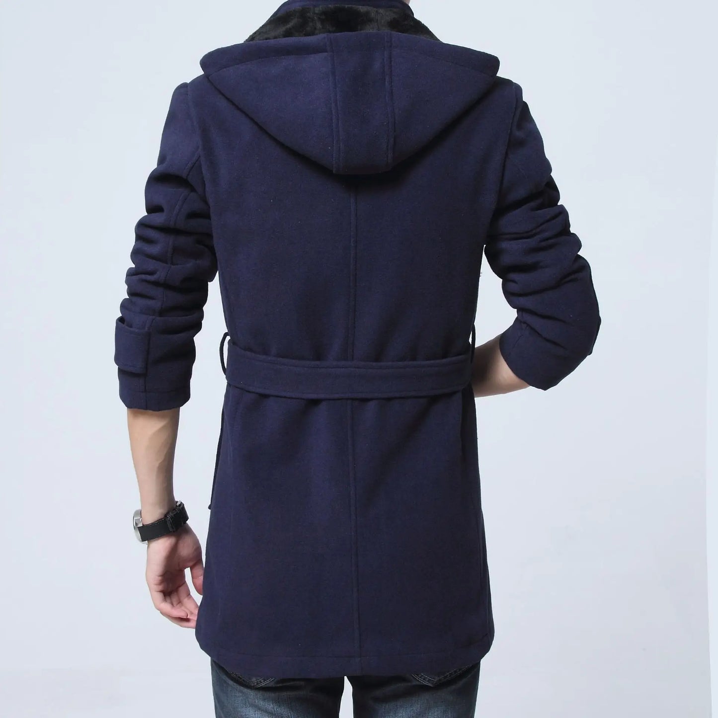 Men's Fleece Tailored Slim Fit Trend Woolen Windbreaker Coat