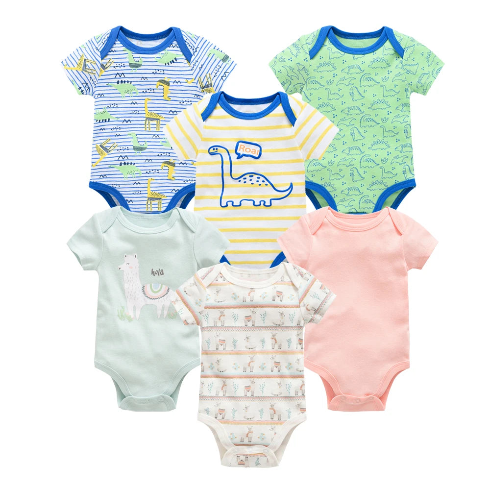 Baby Newborn 6Pcs/lot Short Sleeve Cotton Bodysuit