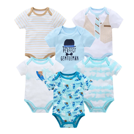 Baby Newborn 6Pcs/lot Short Sleeve Cotton Bodysuit