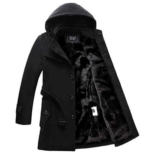 Men's Fleece Tailored Slim Fit Trend Woolen Windbreaker Coat