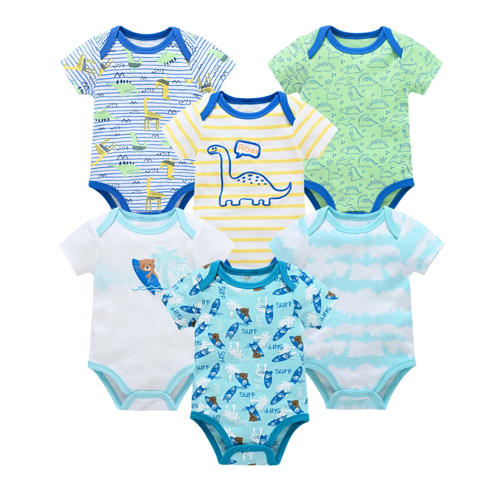 Baby Newborn 6Pcs/lot Short Sleeve Cotton Bodysuit