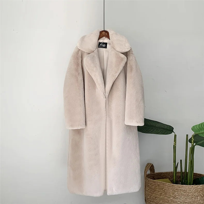 Women's Long Faux Fur Plush Coat