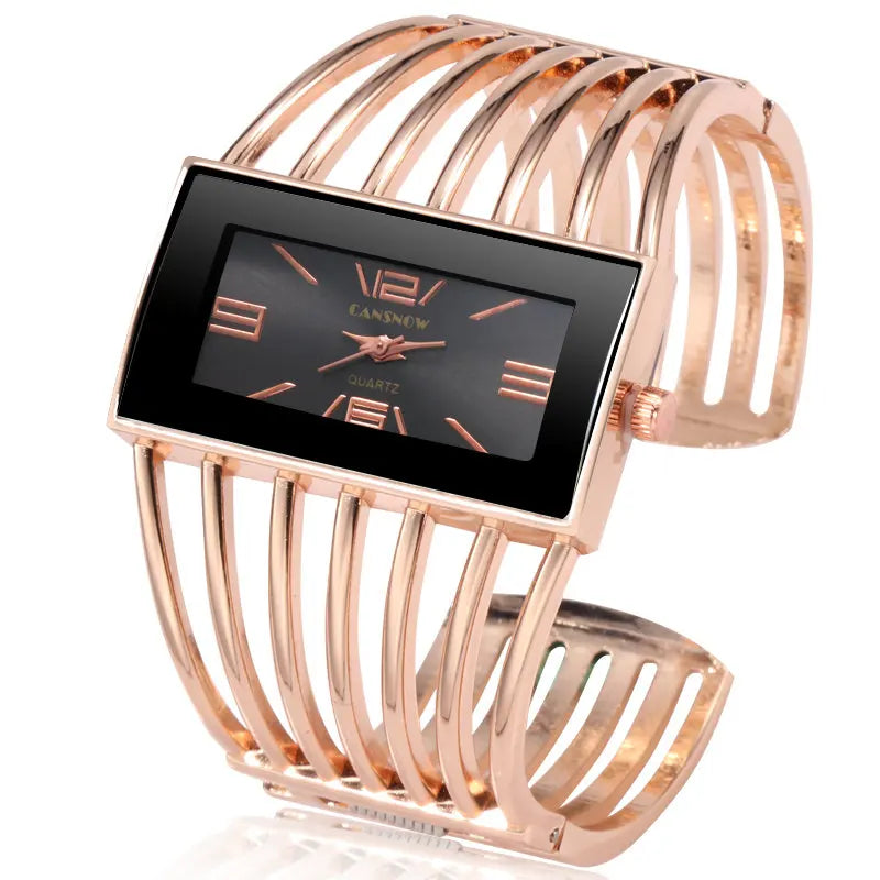Women's Luxury Fashion Rose Gold Bangle Bracelet Watch
