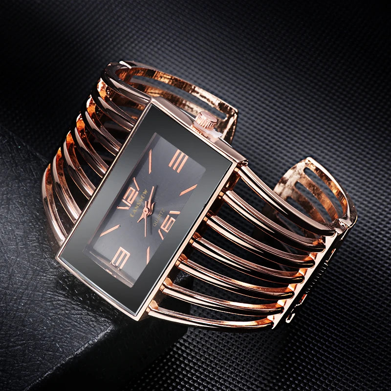 Women's Luxury Fashion Rose Gold Bangle Bracelet Watch