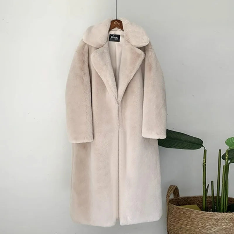 Women's Long Faux Fur Plush Coat