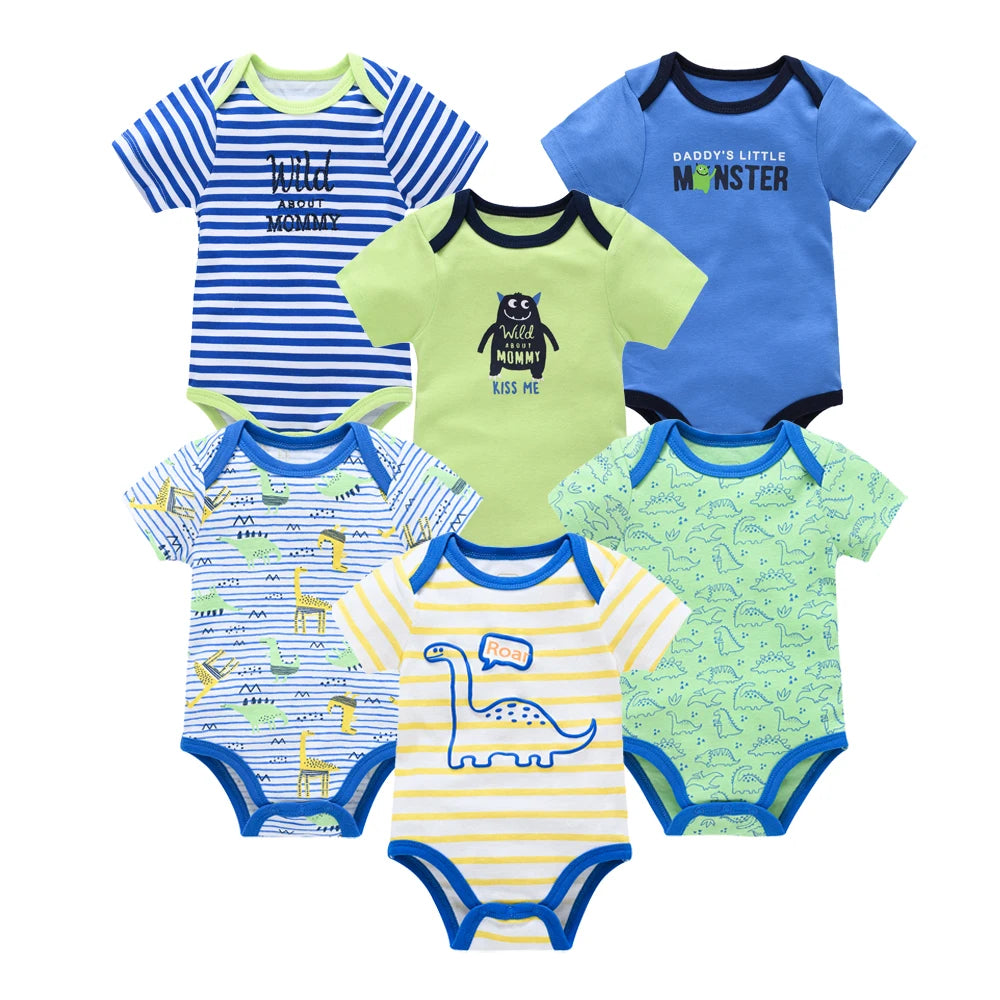 Baby Newborn 6Pcs/lot Short Sleeve Cotton Bodysuit