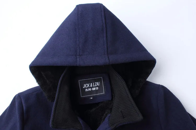 Men's Fleece Tailored Slim Fit Trend Woolen Windbreaker Coat