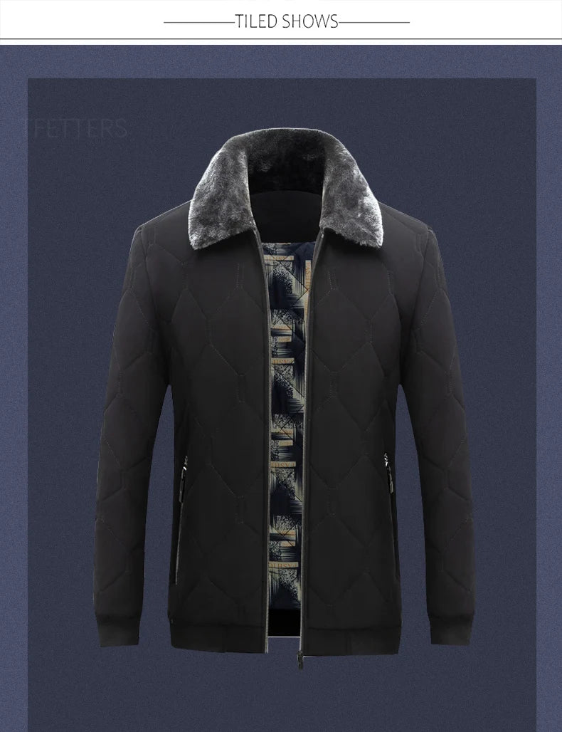 Men's Fur Collar Cotton Padded Bomber Jacket