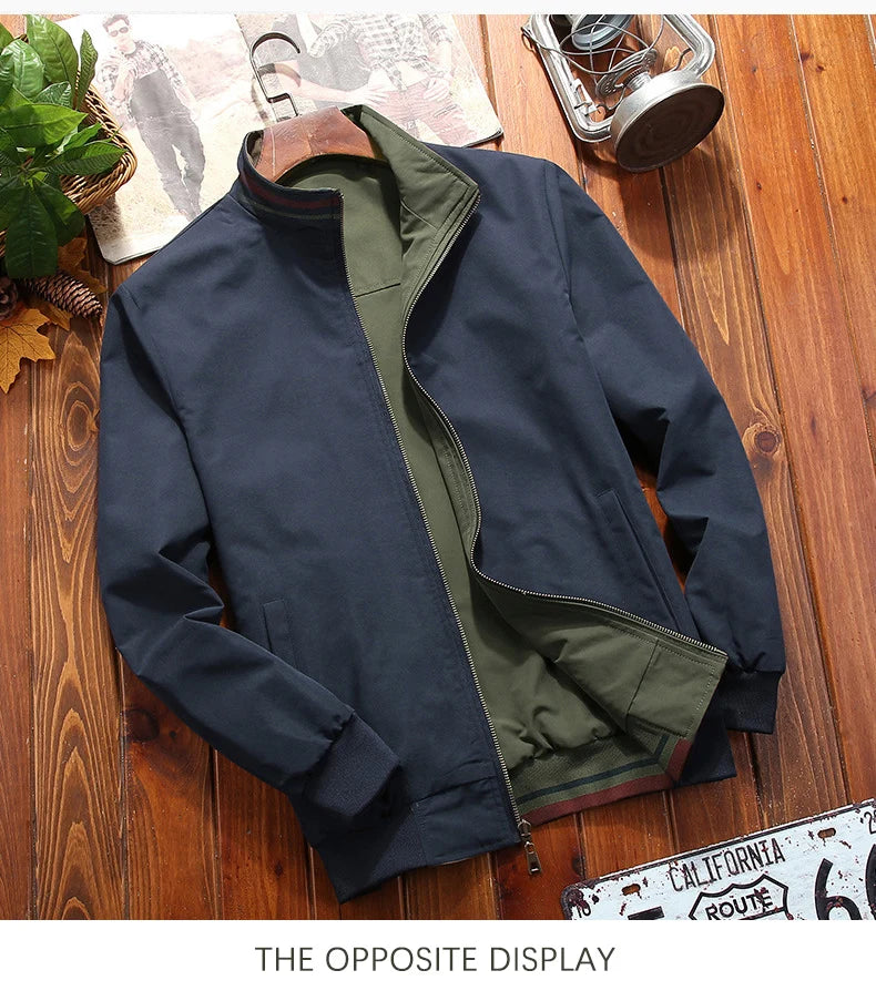 Men's Double Sided Stand Collar Casual Jacket