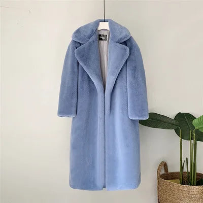 Women's Long Faux Fur Plush Coat