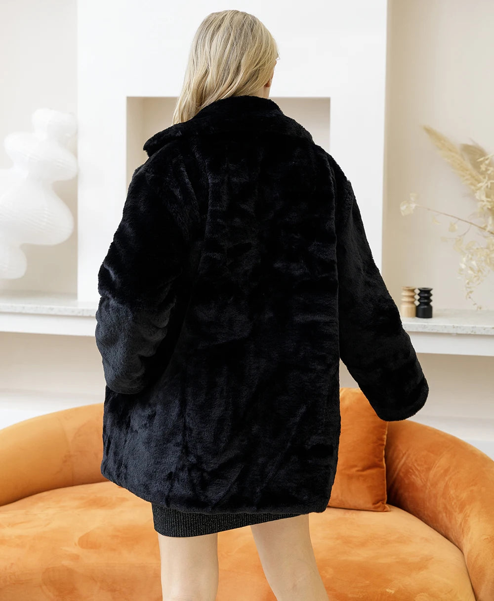 Women's FAUX Fur Elegant Mink Coat