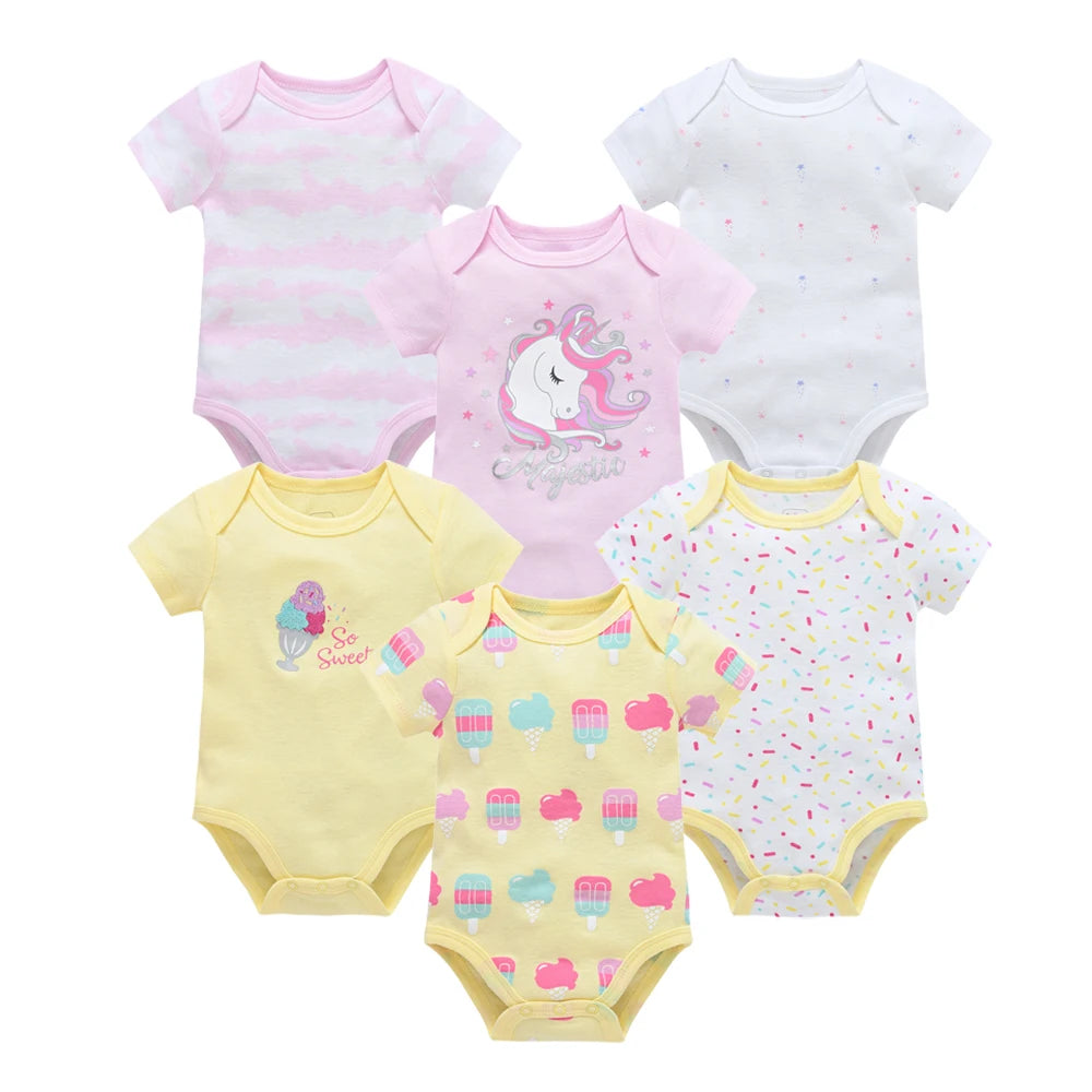 Baby Newborn 6Pcs/lot Short Sleeve Cotton Bodysuit