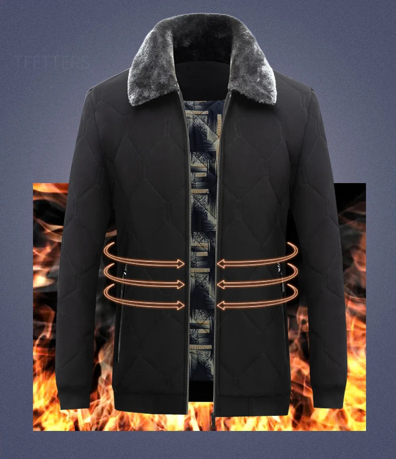 Men's Fur Collar Cotton Padded Bomber Jacket