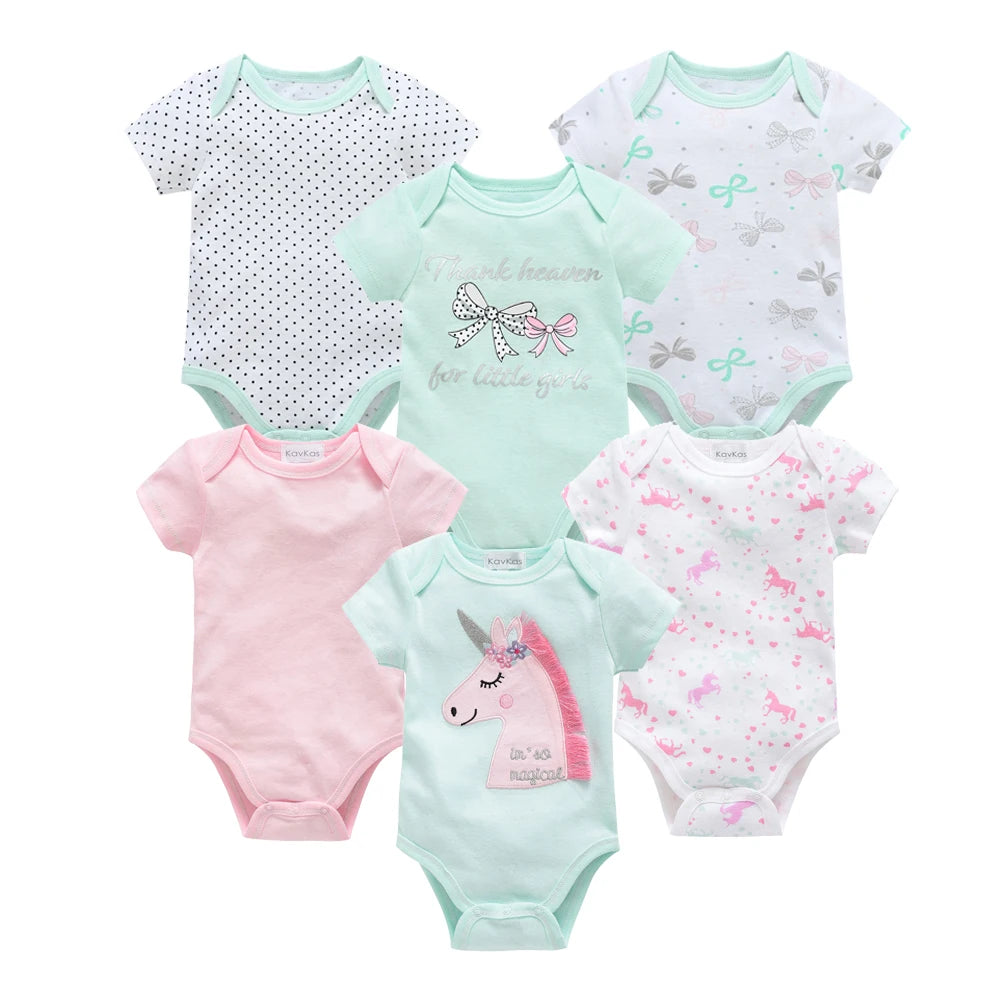 Baby Newborn 6Pcs/lot Short Sleeve Cotton Bodysuit