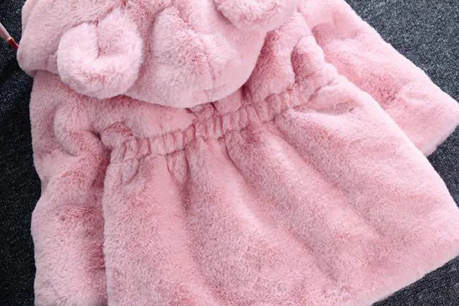 Girls Plush Warm Faux Fur Coat Jacket