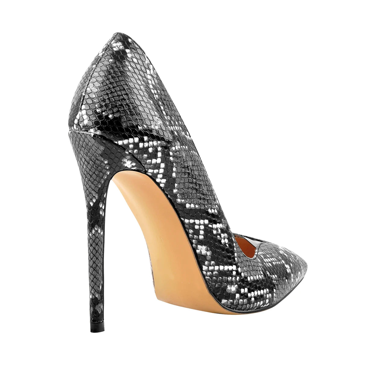 Women's Pointed Toe Snake Slip On High Heel Pumps