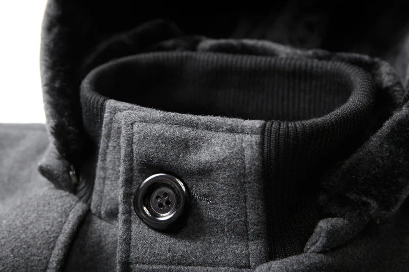 Men's Fleece Tailored Slim Fit Trend Woolen Windbreaker Coat
