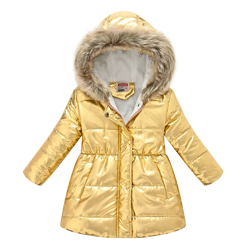 Girls Princess Waterproof Shiny Hooded Jacket