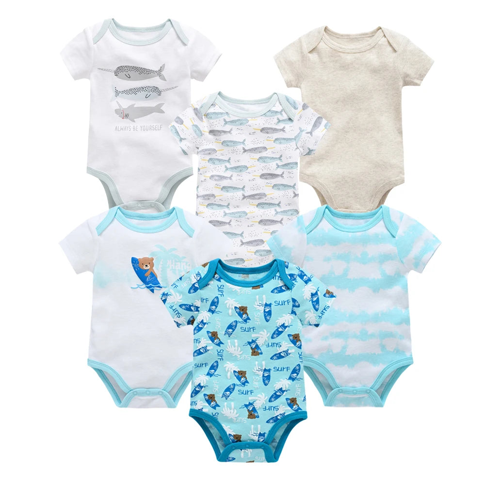 Baby Newborn 6Pcs/lot Short Sleeve Cotton Bodysuit