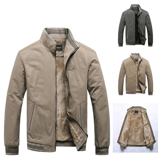 Men's Cotton Solid Vintage Warm Jacket