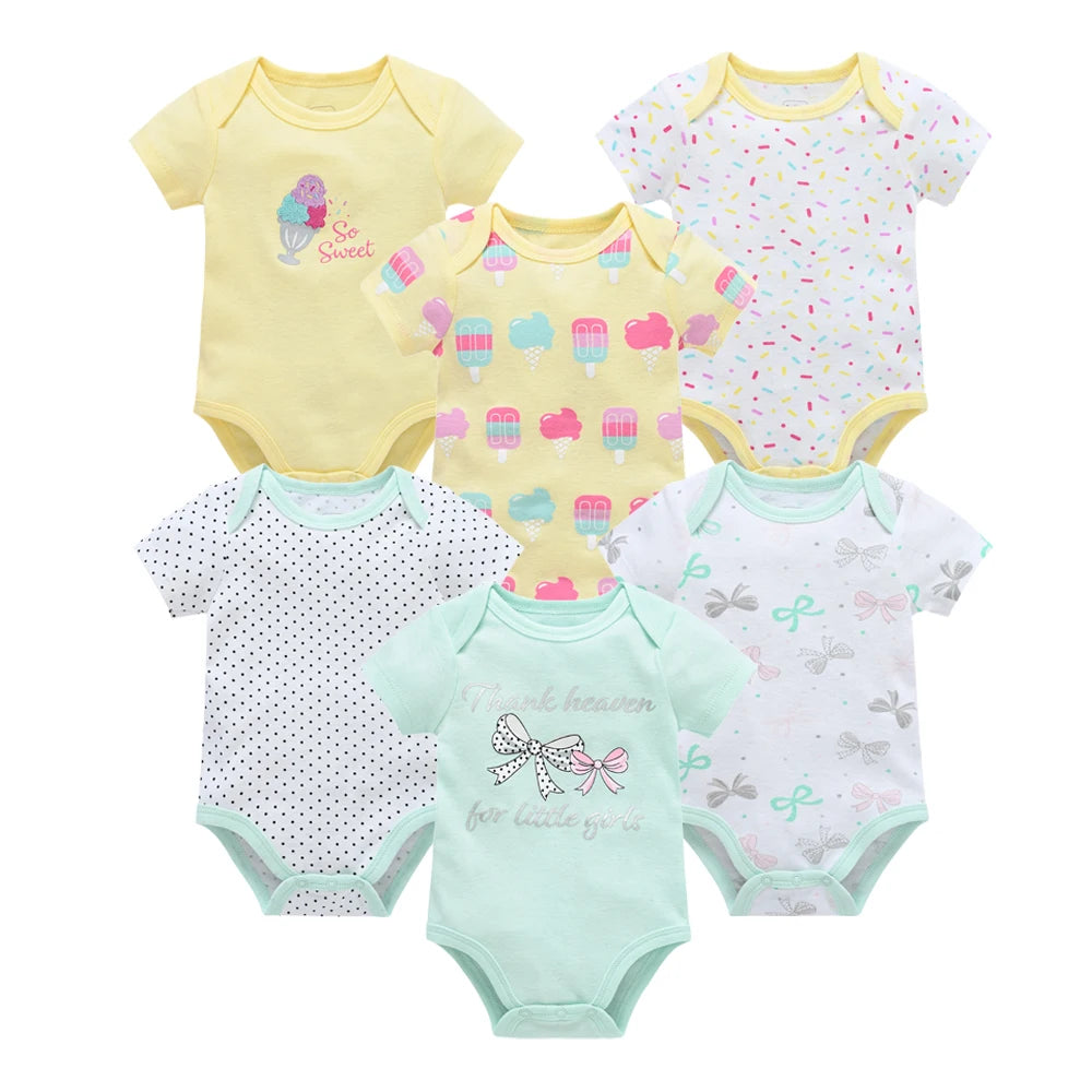 Baby Newborn 6Pcs/lot Short Sleeve Cotton Bodysuit