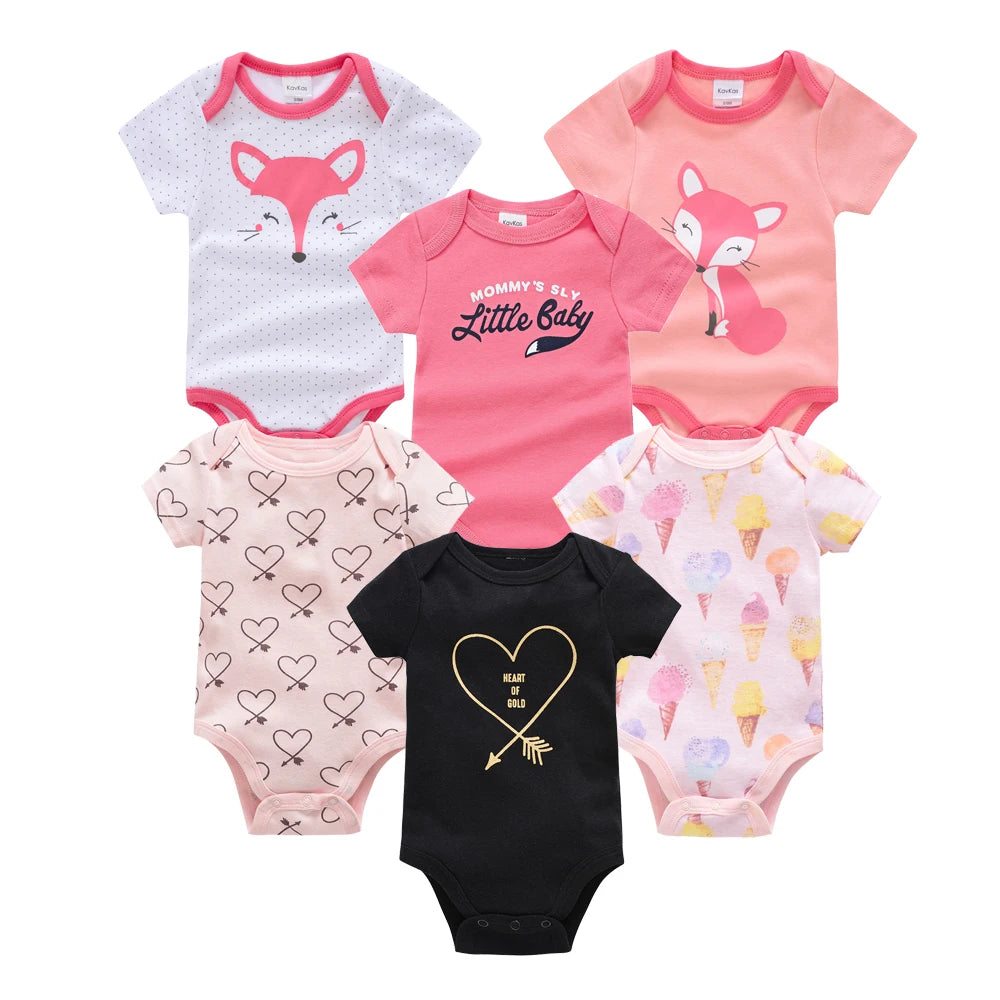 Baby Newborn 6Pcs/lot Short Sleeve Cotton Bodysuit