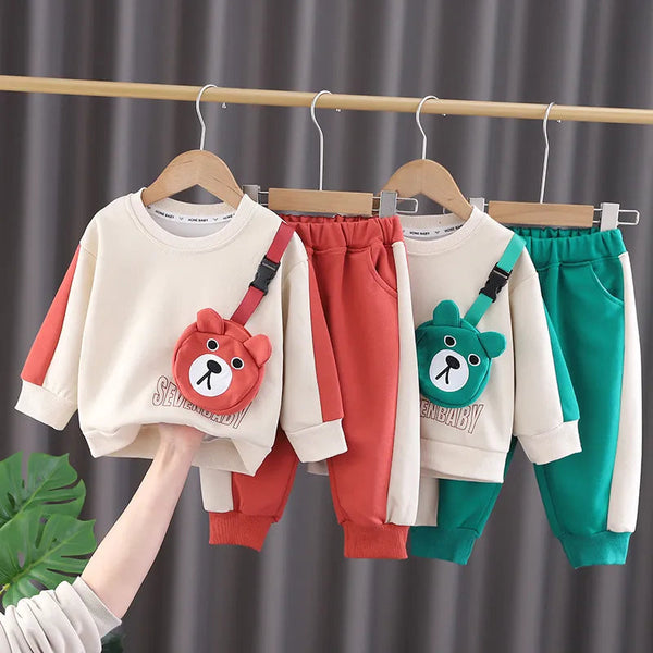 Kids 2Pcs Cartoon Bear Sweater Pants Set Allmartdeal