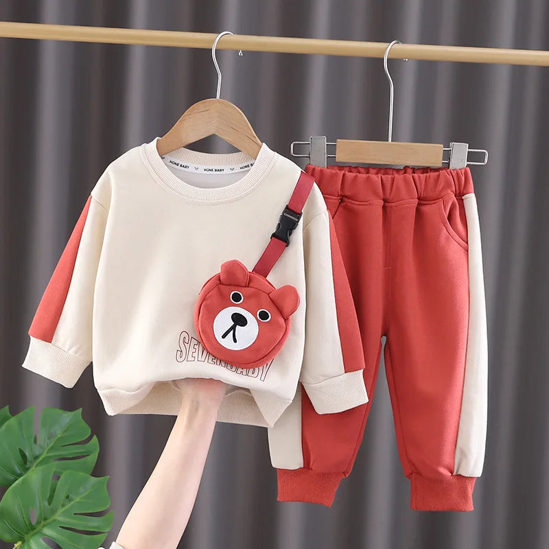 Kids 2Pcs Cartoon Bear Sweater Pants Set Allmartdeal