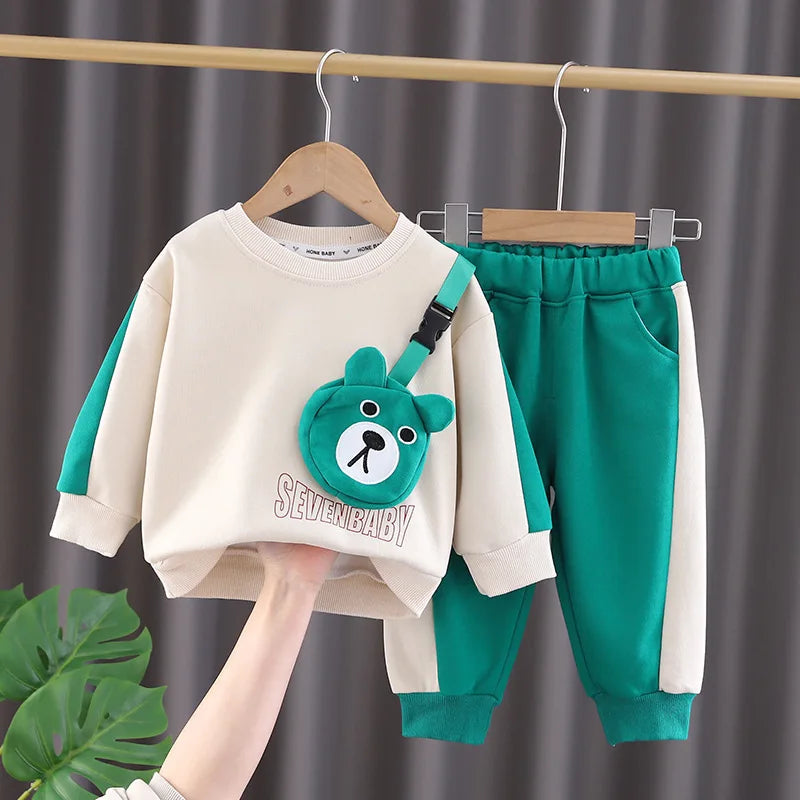 Kids 2Pcs Cartoon Bear Sweater Pants Set Allmartdeal