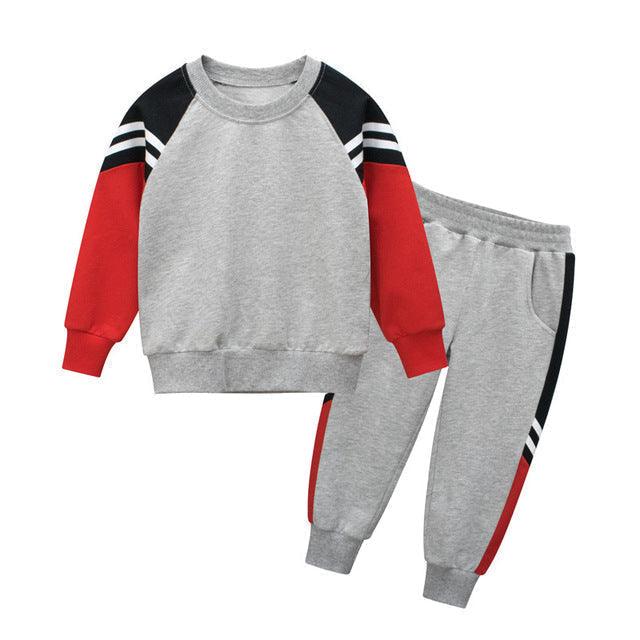 Kids 2Pcs Striped Hooded Zipper Jackets And Pant Set Allmartdeal