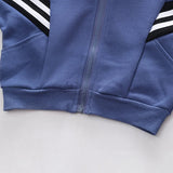 Kids 2Pcs Striped Zipper Jacket Pants Set Allmartdeal