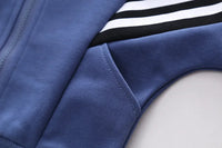 Kids 2Pcs Striped Zipper Jacket Pants Set Allmartdeal