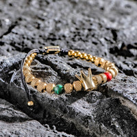 Men Stainless Steel Beads Gold Color Adjust Size Bracelet Allmartdeal