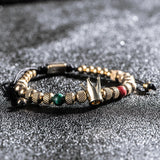 Men Stainless Steel Beads Gold Color Adjust Size Bracelet Allmartdeal